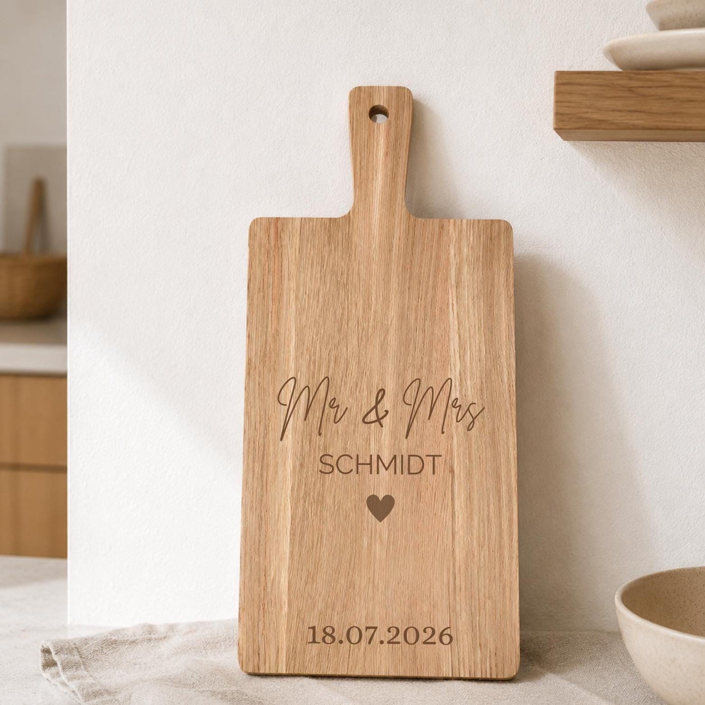 Personalisiertes Hochzeitsgeschenk | Schneidebrett mit Namen & Datum | Mr Mrs | Hochzeitsdeko | Geschenk für das Brautpaar