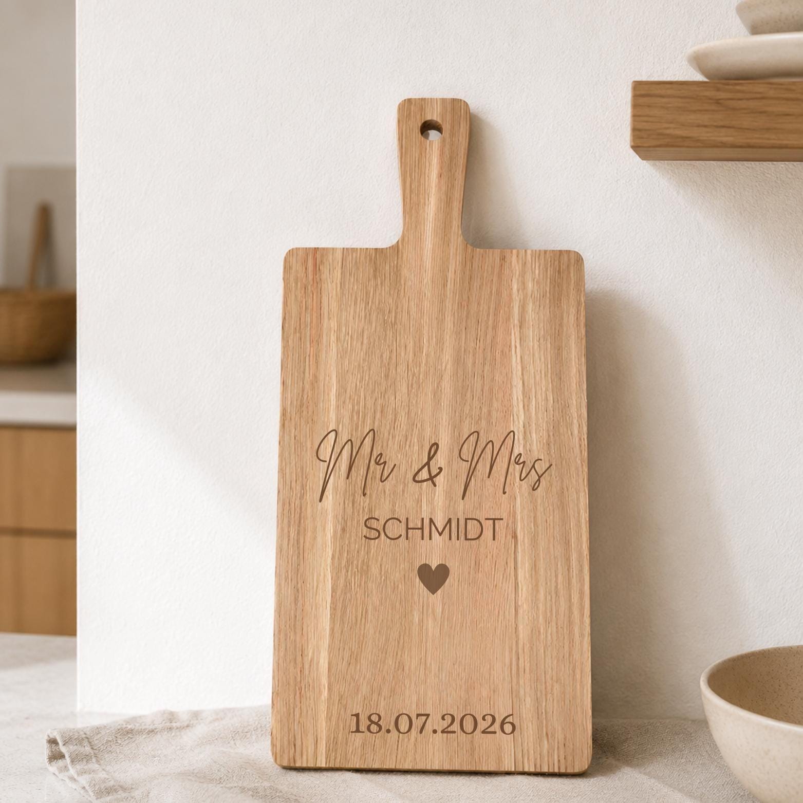 Personalisiertes Hochzeitsgeschenk | Schneidebrett mit Namen & Datum | Mr Mrs | Hochzeitsdeko | Geschenk für das Brautpaar