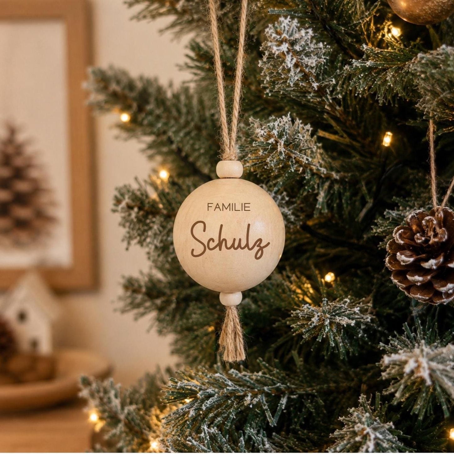 Holzanhänger „Familie“ als Weihnachtsbaumschmuck