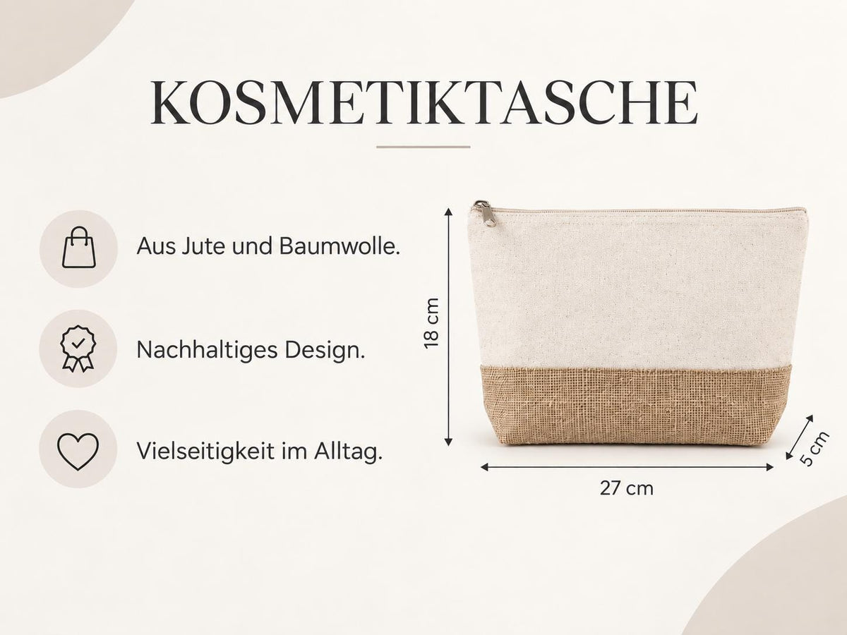 Kosmetiktasche aus Jute mit Namen, 27 cm – Produktansicht 5