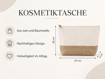 Kosmetiktasche aus Jute mit Namen, 27 cm – Produktansicht 5