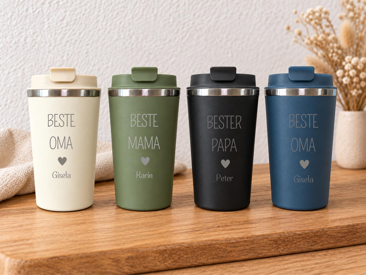 Thermobecher „Beste Oma / Bester Opa“, Mit Name – Produktansicht 4
