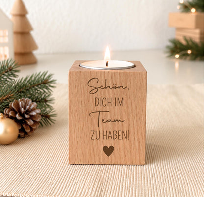 Teelichthalter aus Buchenholz als Teamgeschenk – Produktansicht 2