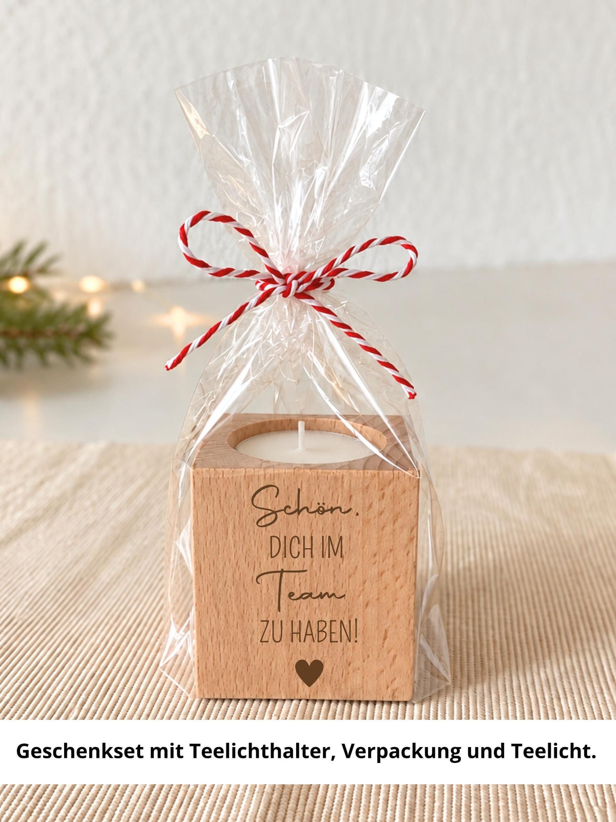 Teelichthalter aus Buchenholz als Teamgeschenk – Produktansicht 3