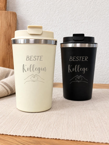 Thermobecher „Beste Kollegin“, Mit Name – Produktansicht 2
