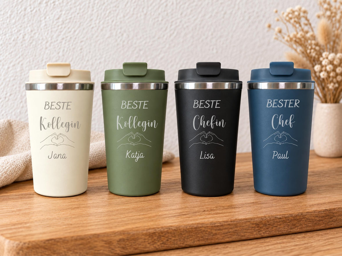 Thermobecher „Beste Kollegin“, Mit Name – Produktansicht 4