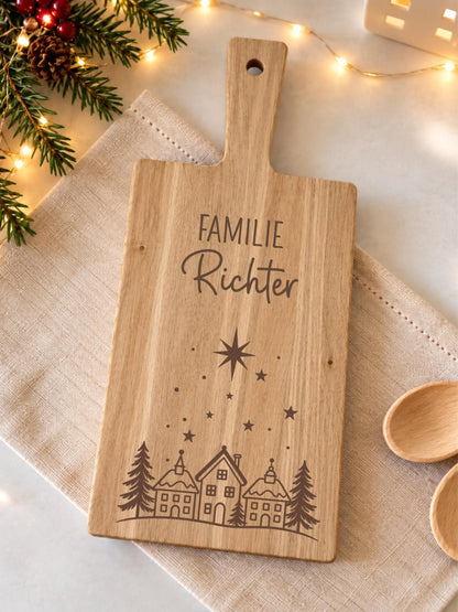 Personalisiertes Schneidebrett zu Weihnachten, Familienname – Produktansicht 2