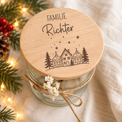 Vorratsglas zu Weihnachten „Familie“, Mit Familienname