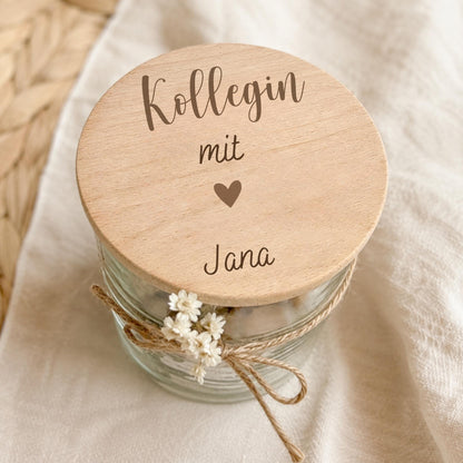Vorratsglas „Kollegin mit Herz“, Mit Name