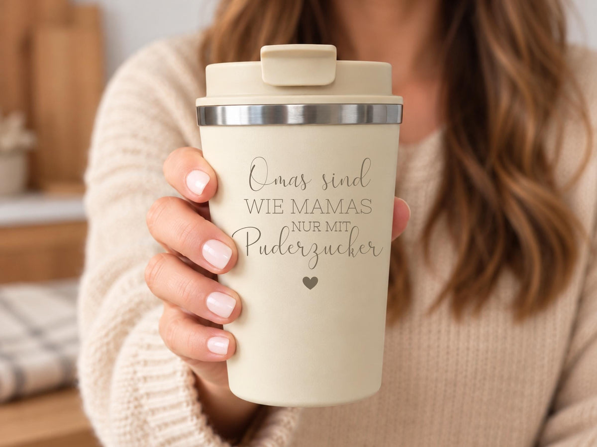 Thermobecher für Oma „Omas sind wie Mamas“, 360 ml