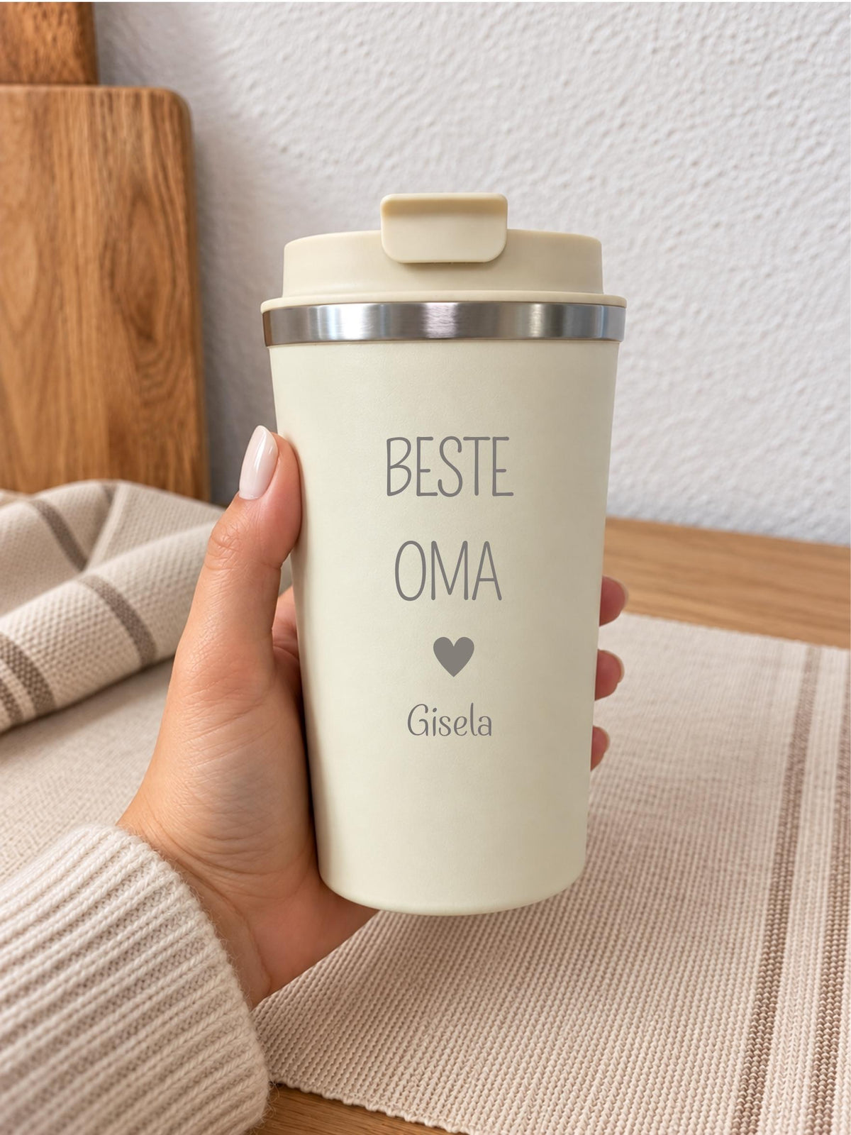Thermobecher „Beste Oma / Bester Opa“, Mit Name – Produktansicht 3