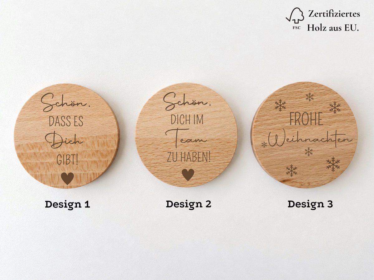 Mitarbeitergeschenk zu Weihnachten, Holzmagnet mit Karte – Produktansicht 4