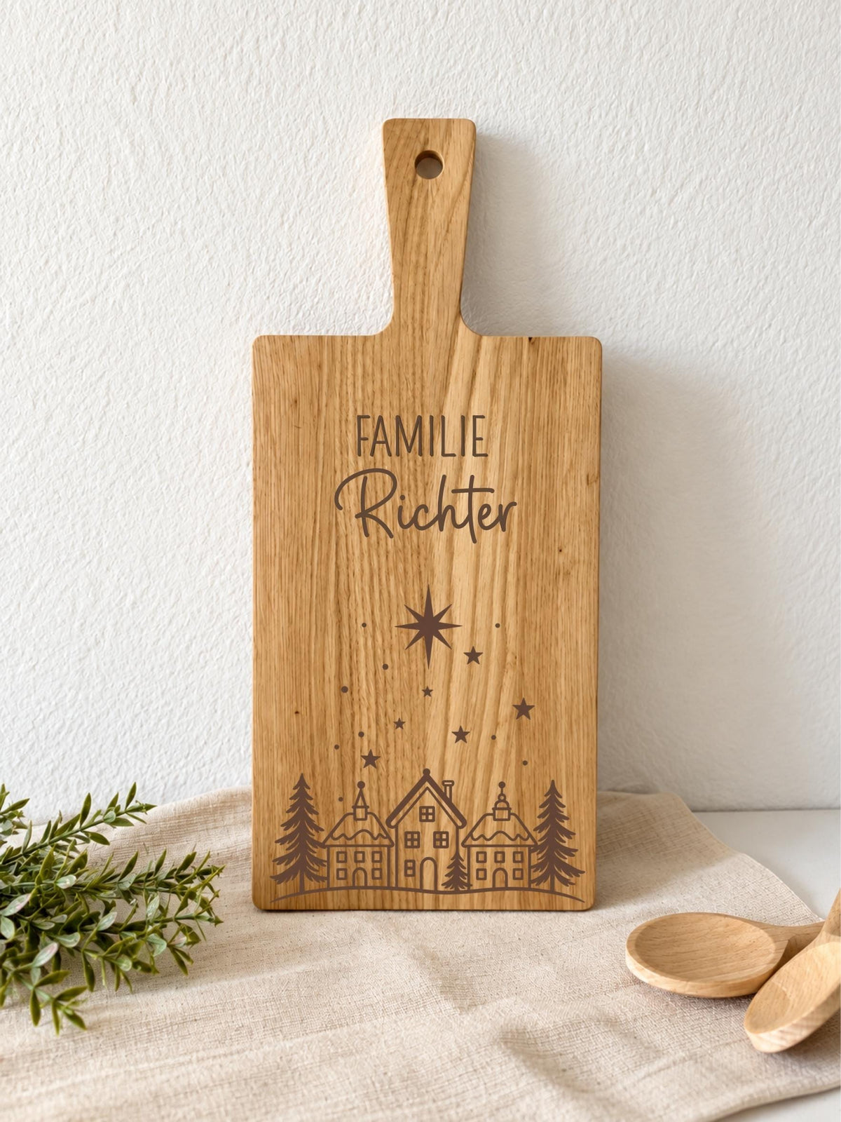 Personalisiertes Schneidebrett zu Weihnachten, Familienname