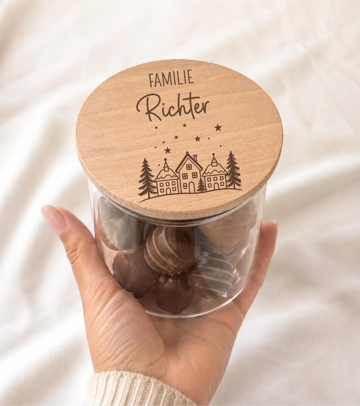 Vorratsglas zu Weihnachten „Familie“, Mit Familienname – Produktansicht 2