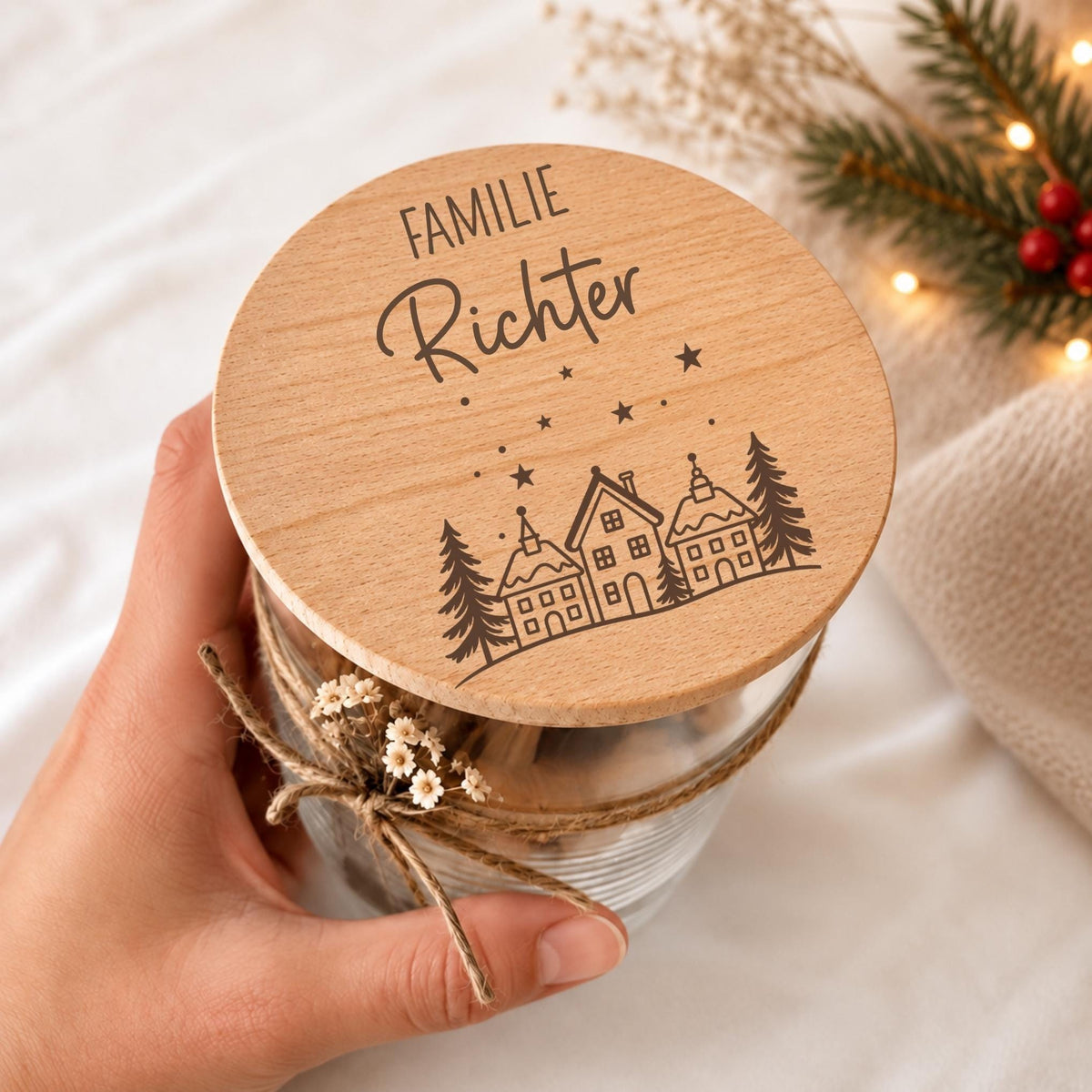 Vorratsglas zu Weihnachten „Familie“, Mit Familienname – Produktansicht 3