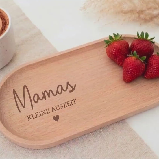 Muttertagsgeschenk | Holztablett personalisiert mit Namen | Geschenk für Mama Mutter| Frühstückstablett | Mamas Kleine Auszeit