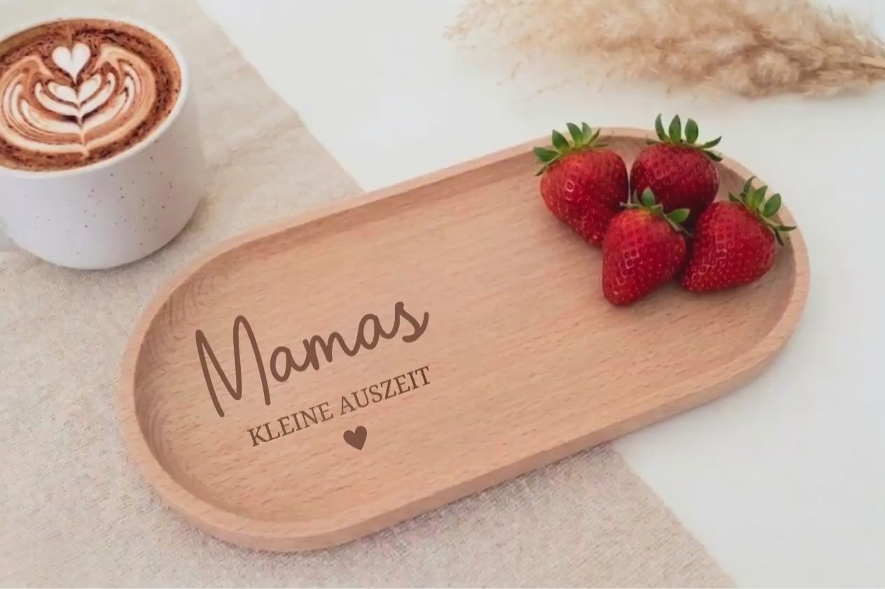 Muttertagsgeschenk | Holztablett personalisiert mit Namen | Geschenk für Mama Mutter| Frühstückstablett | Mamas Kleine Auszeit