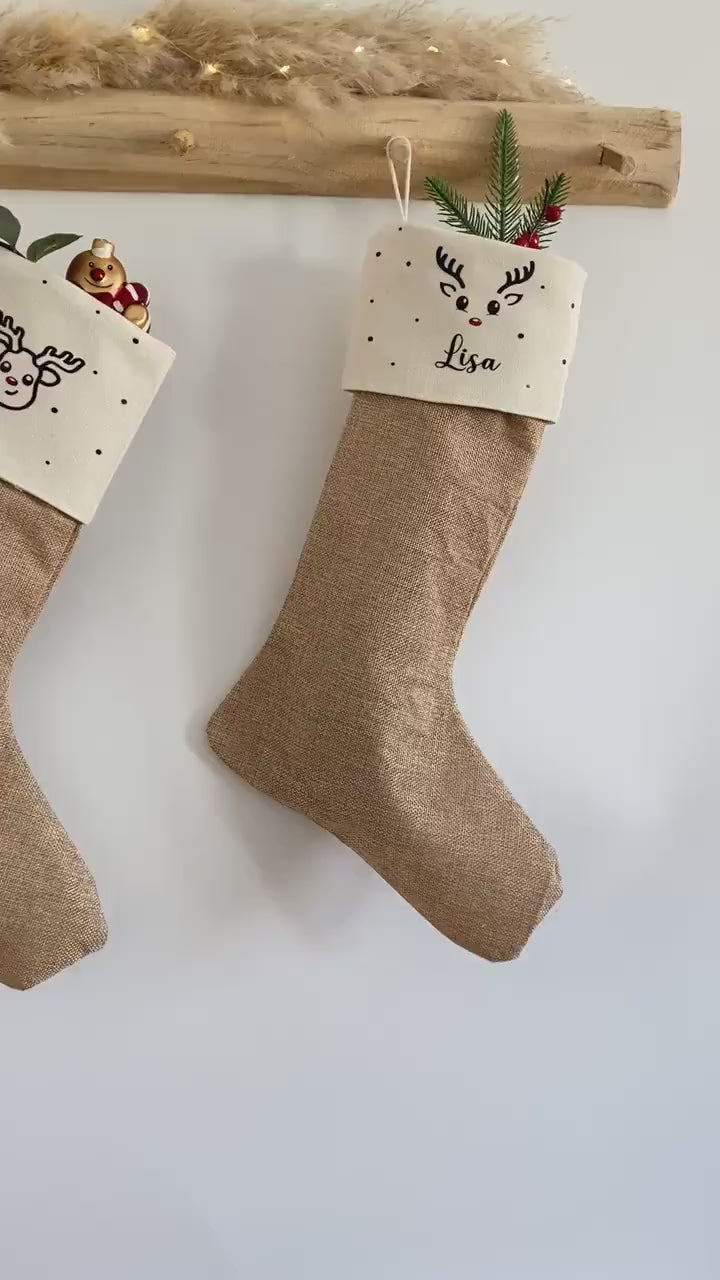 Personalisierter Nikolausstrumpf | Weihnachtsstrumpf | Nikolausstiefel mit Namen Weihnachten | Kinder | Nikolausgeschenk | Weihnachtssocke