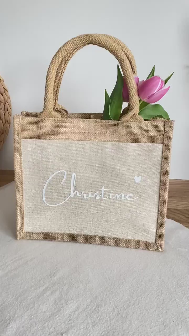 Personalisierte Jutetasche mit Namen| Einkaufstasche | Markttasche | Strandtasche | Geschenk Frau | Mama | Freundin | Schwester | Geburtstag