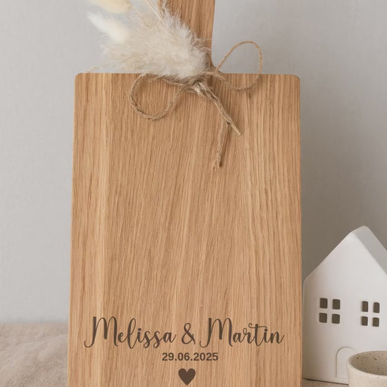 Personalisiertes Hochzeitsgeschenk | Schneidebrett mit Namen und Datum | Brautpaar | Geldgeschenk Idee  Geschenk Hochzeit | Verlobung Einzug