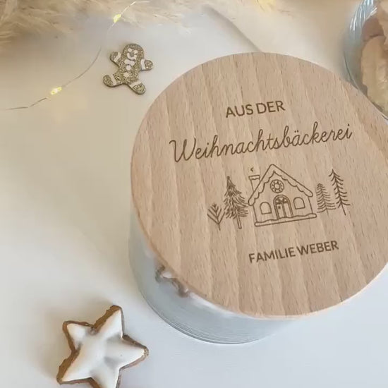 Keksdose personalisiert Weihnachtsbäckerei | Personalisiertes Vorratsglas | Weihnachten | Weihnachtsgeschenk mit Namen | Plätzchen | Familie
