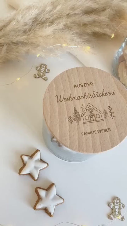 Keksdose personalisiert Weihnachtsbäckerei | Personalisiertes Vorratsglas | Weihnachten | Weihnachtsgeschenk mit Namen | Plätzchen | Familie