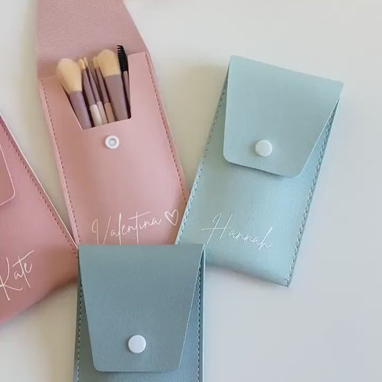Pinselset personalisiert, Pinseltasche, Schminkpinsel, Geschenke für Frauen, Reise Make-up Tasche.