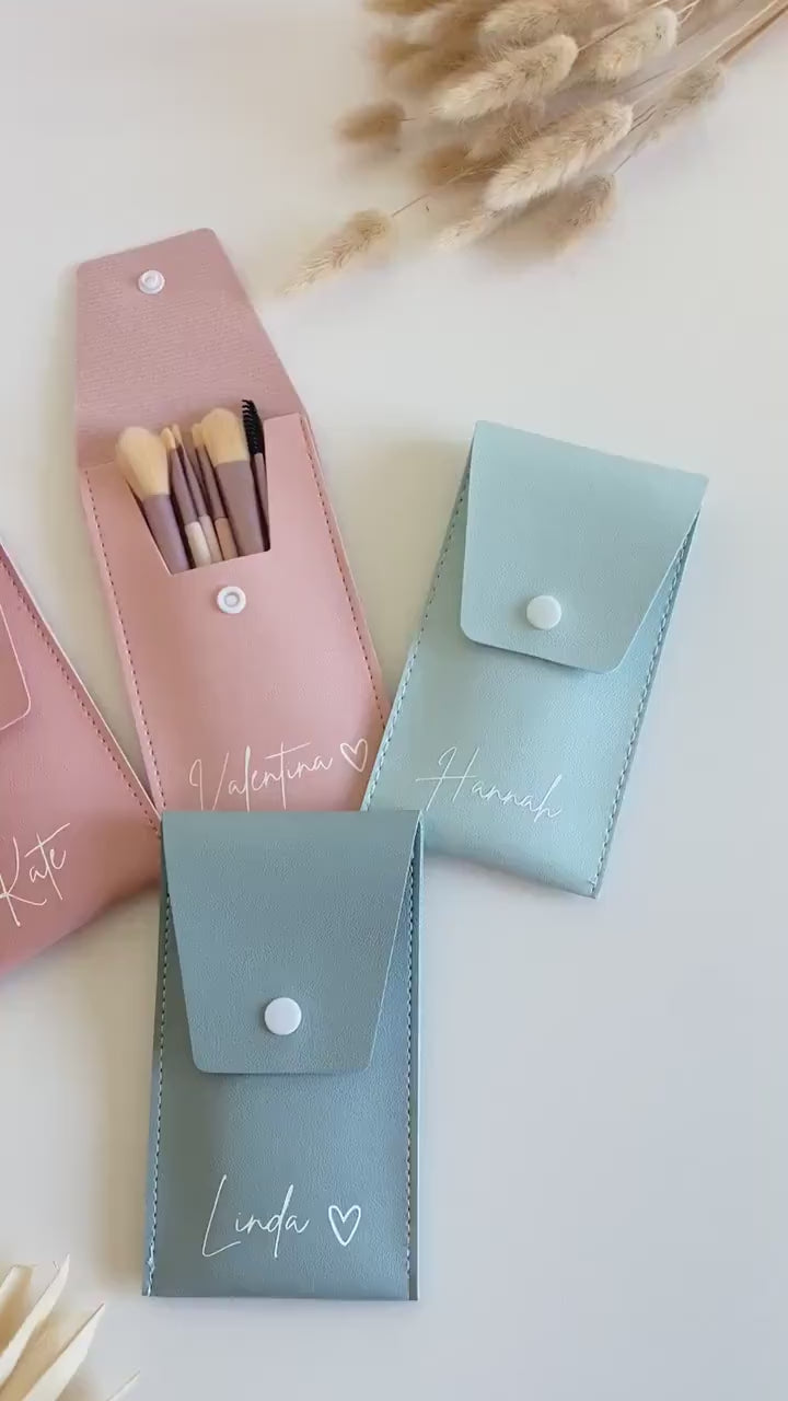 Pinselset personalisiert, Pinseltasche, Schminkpinsel, Geschenke für Frauen, Reise Make-up Tasche.