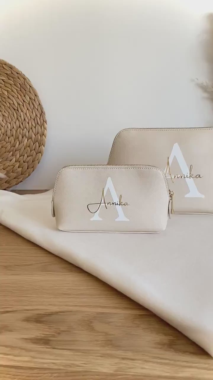 Parima Personalisierte Kosmetiktasche Mit Monogramm – Kulturbeutel Mit Initial, 2-teilig, Perfekt Als Geschenk Für Frauen